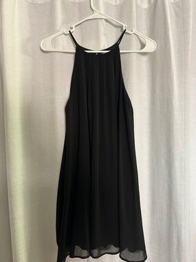 Lush Black Pleated Scoop Neck Dress